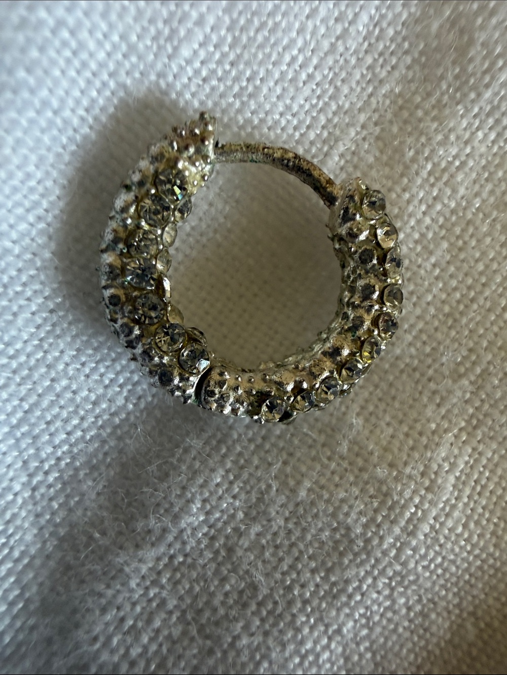 Anthropologie Silver Crystal Pavé Hoop Earrings